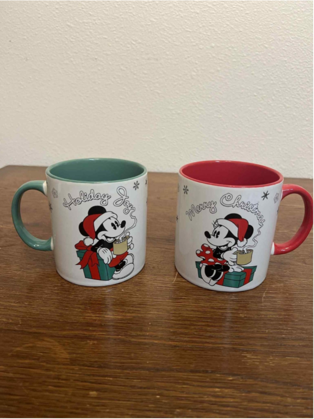 Disney Zrike Brands Christmas Holiday Coffee Mugs Set of 2 Licensed 4½” Mickey